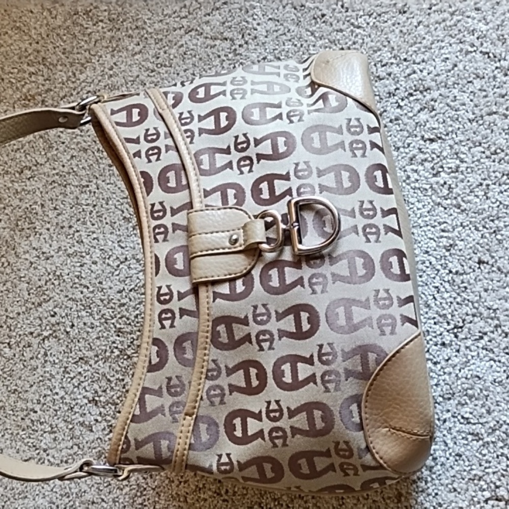 Etienne Aigner Beige and Brown Monogram handbag purse